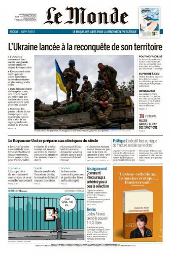 Le Monde du Mardi 13 Septembre 2022