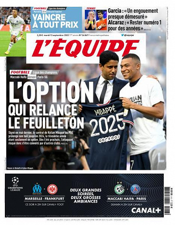 L’equipe du Mardi 13 Septembre 2022