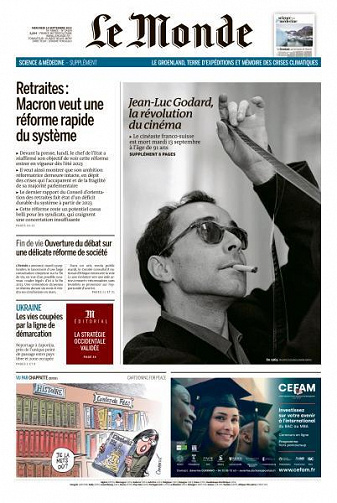 Le Monde du Mercredi 14 Septembre 2022