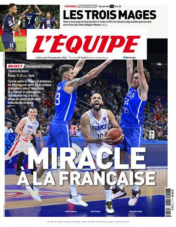 L’equipe du Jeudi 15 Septembre 2022
