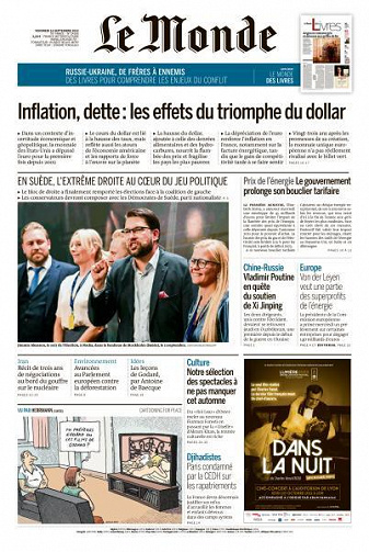Le Monde du Vendredi 16 Septembre 2022