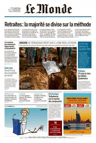 Le Monde du Mardi 20 Septembre 2022