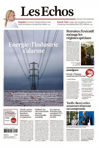Les Echos du Mercredi 21 Septembre 2022