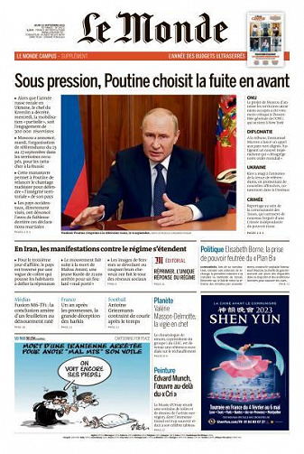 Le Monde du Jeudi 22 Septembre 2022