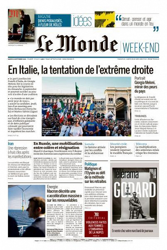 Le Monde du Samedi 24 Septembre 2022