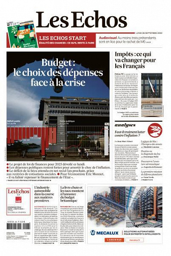 Les Echos du Lundi 26 Septembre 2022