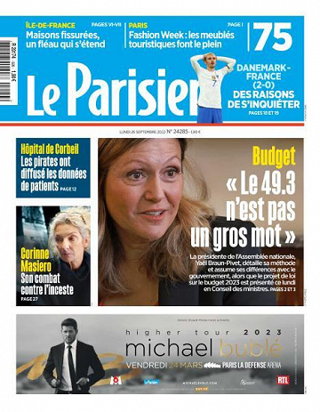 Le Parisien du Lundi 26 Septembre 2022