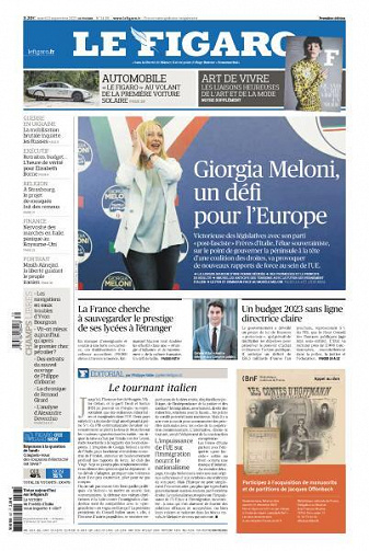 Le Figaro du Mardi 27 Septembre 2022