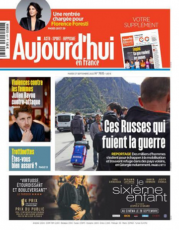 Aujourd’hui en France - 27 Septembre 2022