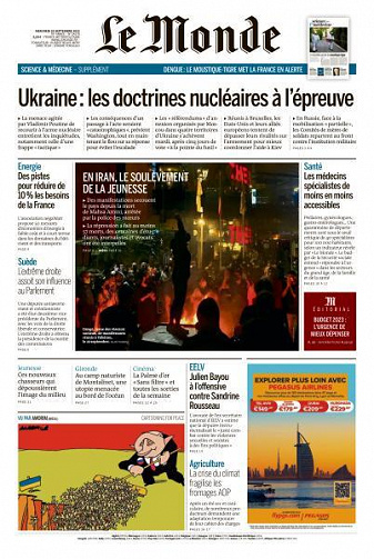Le Monde du Mercredi 28 Septembre 2022