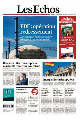 Les Echos du Vendredi 30 Septembre et Samedi 1er Octobre 2022