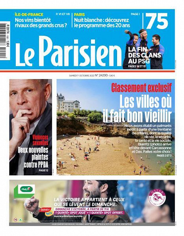 Le Parisien du Samedi 1er Octobre 2022