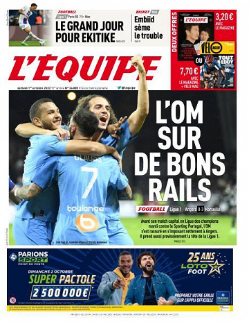 L’equipe du Samedi 1er Octobre 2022