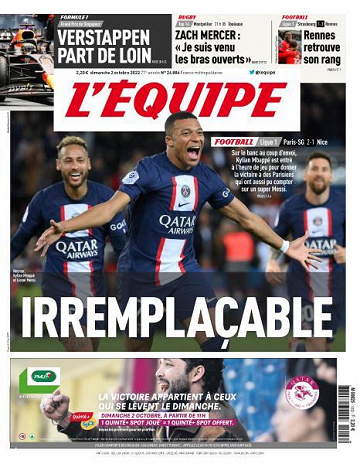 L’equipe du Dimanche 2 Octobre 2022