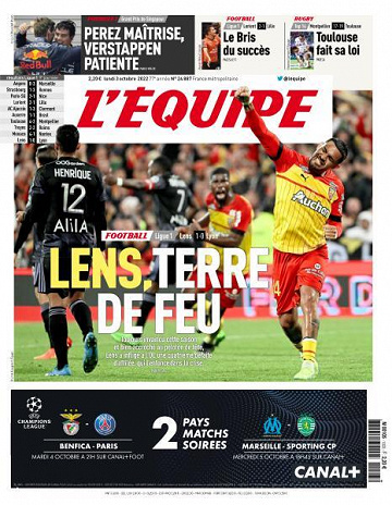 L’equipe du Lundi 3 Octobre 2022