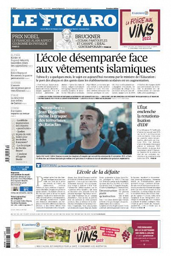 Le Figaro du Mercredi 5 Octobre 2022
