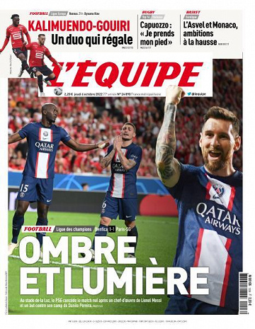 L’equipe du Jeudi 6 Octobre 2022