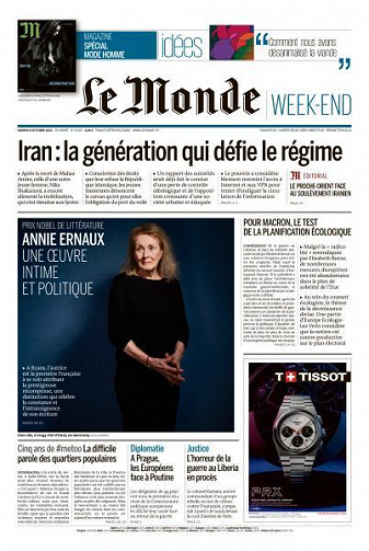Le Monde du Samedi 8 Octobre 2022