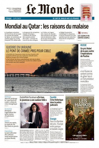 Le Monde du Dimanche 9 et Lundi 10 Octobre 2022
