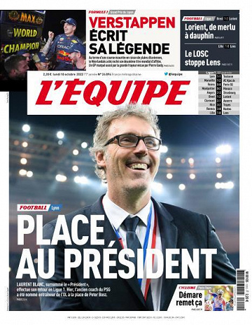 L’equipe du Lundi 10 Octobre 2022