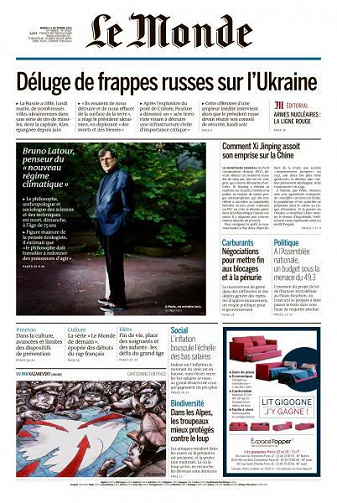 Le Monde du Mardi 11 Octobre 2022