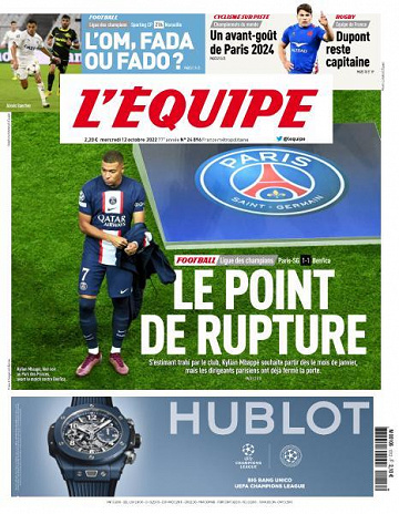 L’equipe du Mercredi 12 Octobre 2022