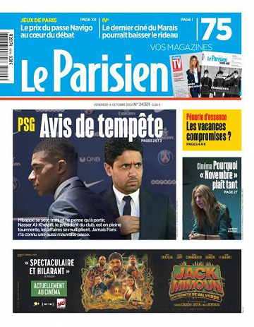 Le Parisien du Vendredi 14 Octobre 2022