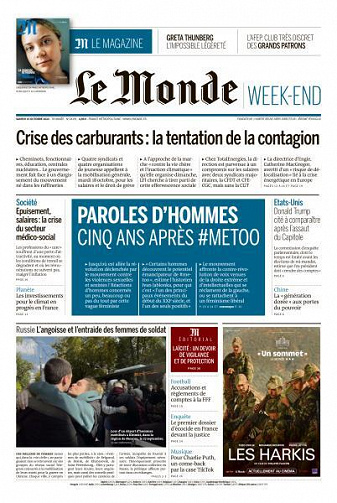 Le Monde du Samedi 15 Octobre 2022