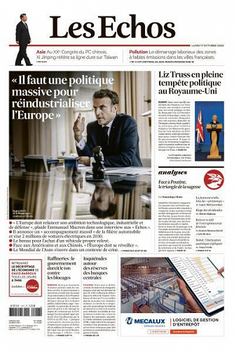 Les Echos du Lundi 17 Octobre 2022