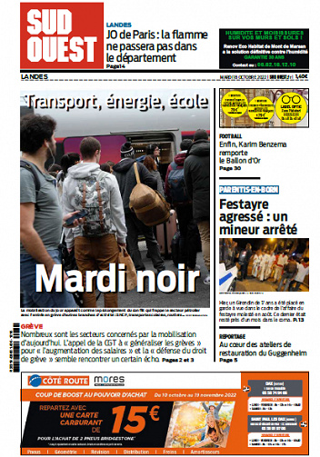 Sud Ouest du Mardi 18 Octobre 2022