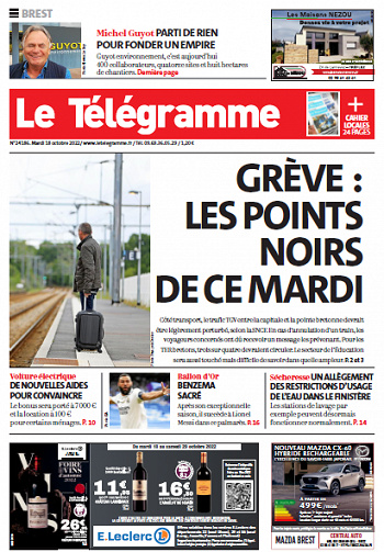 Le Télégramme du Mardi 18 Octobre 2022