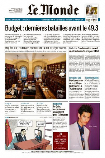 Le Monde du Mercredi 19 Octobre 2022