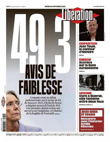 Libération du Jeudi 20 Octobre 2022