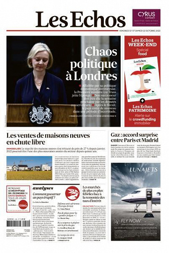 Les Echos du Vendredi 21 et Samedi 22 Octobre 2022