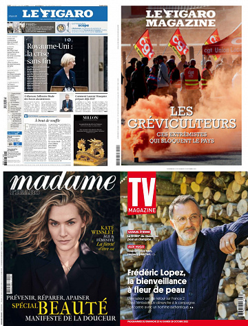 Pack Le Figaro et ses 3 suppléments - Vendredi 21 Octobre 2022