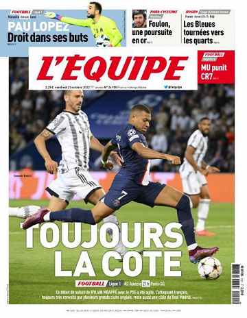 L’equipe du Vendredi 21 Octobre 2022