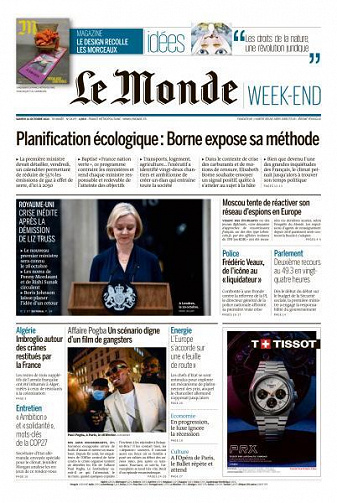 Le Monde du Samedi 22 Octobre 2022