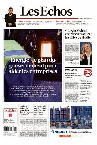 Les Echos du Lundi 24 Octobre 2022