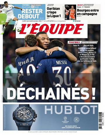 L’equipe du Mercredi 26 Octobre 2022