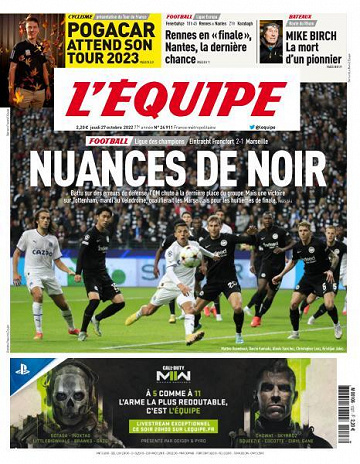L’equipe du Jeudi 27 Octobre 2022