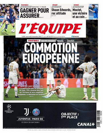 L’equipe du Mercredi 2 Novembre 2022