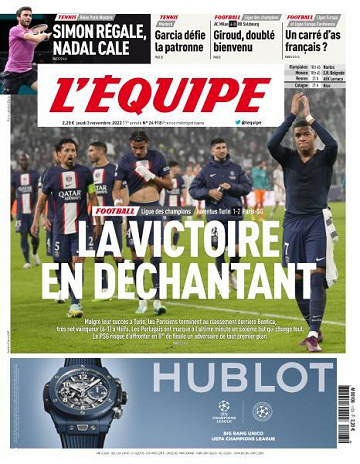L’equipe du Jeudi 3 Novembre 2022