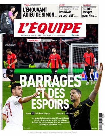 L’equipe du Vendredi 4 Novembre 2022