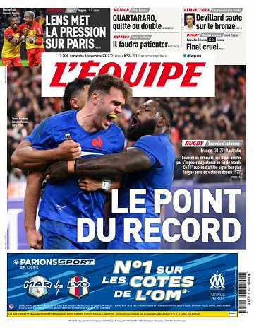 L’equipe du Dimanche 6 Novembre 2022