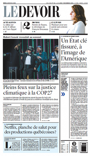 Le Devoir du Lundi 7 Novembre 2022