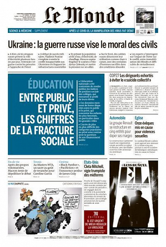 Le Monde du Mercredi 9 Novembre 2022