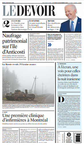 Le Devoir du Jeudi 10 Novembre 2022