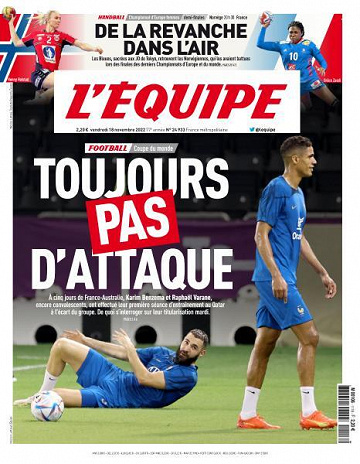 L’equipe du Vendredi 18 Novembre 2022