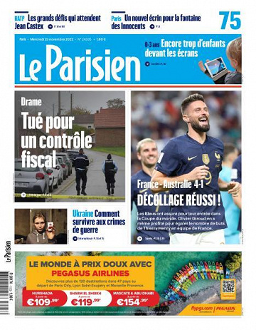 Le Parisien du Mercredi 23 Novembre 2022