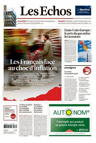 Les Echos du Mercredi 30 Novembre 2022